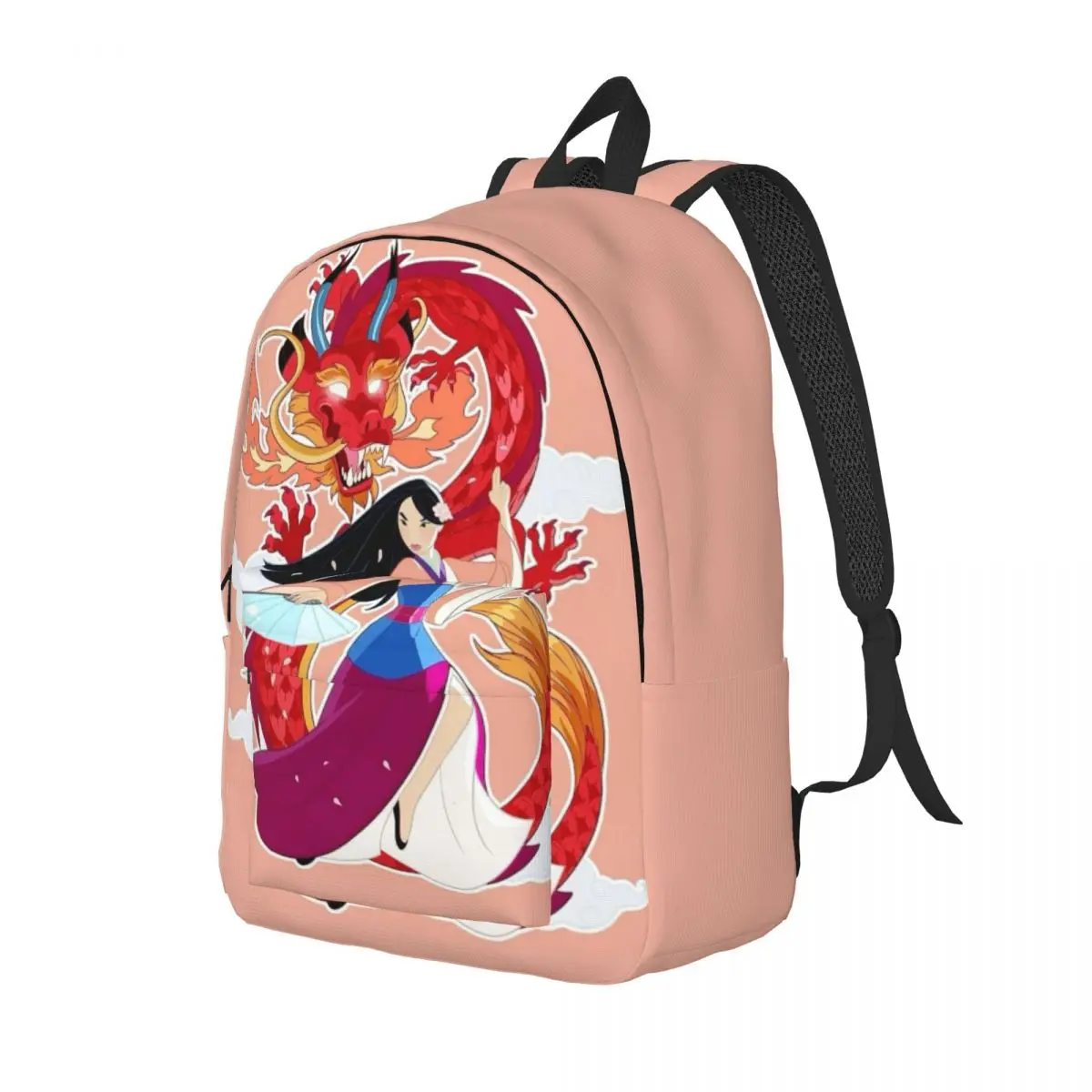 Custom Mulan Mushu Cartoon Canvas Backpacks Men Women Fashion Bookbag for College School Bags