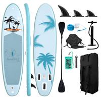 Funwater Inflatable SUP Board 11' 335cm Palm Tree Camera Mount Kayak Seat Hybrid Kit Blue Paddle Board SUPFW37A