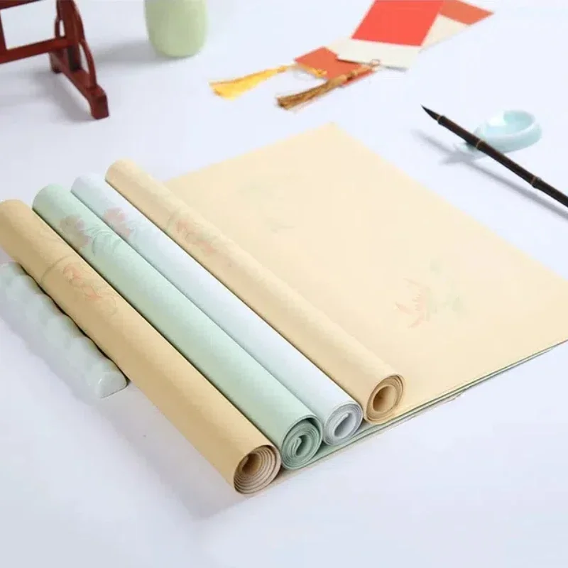 Colorful Batik Xuan Paper Antique Calligraphy Works Half Ripe Rice Paper Vintage Brush Small Regular Script Handmade Xuan Paper