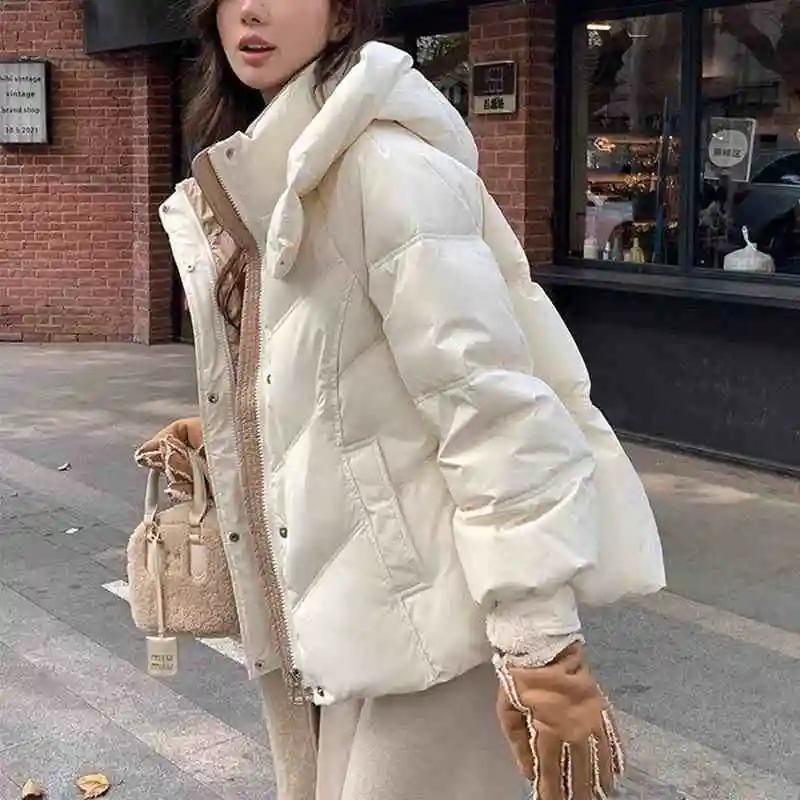 Winter Women's Thickened Hooded Cotton Jacket Korean Loose Versatile Warm Cotton-padded Jackets Female Windbreak Outerwear