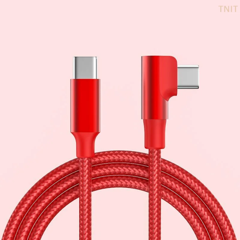 [J] 90 Degree PD 60W USB C 1M Fast Charging Durable Braided Cable For Phone Type C To Type C For Gaming Travel Daily Use