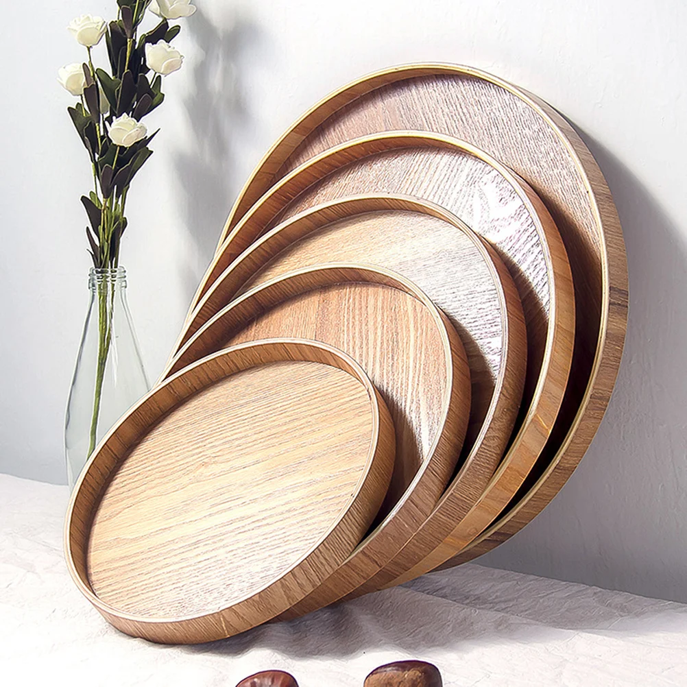 

24cm Wooden Round Tray Creative Dessert Small Plate Safe Healthy Serving Platter for Parties Weddings Home Use