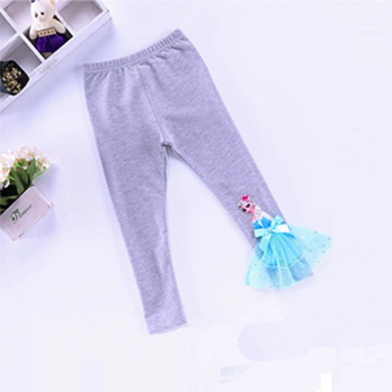 Disney New Girls Pants Cotton for Children Frozen Elsa Baby Girl Pink Blue Trouser Lace Kids Legging Sofia 2-8Y