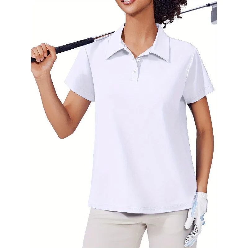 Women'S Golf Shirt UPF 50+ Polo Shirts Short Sleeve Tennis Tops Collared with 3 Button Athletic T Shirt