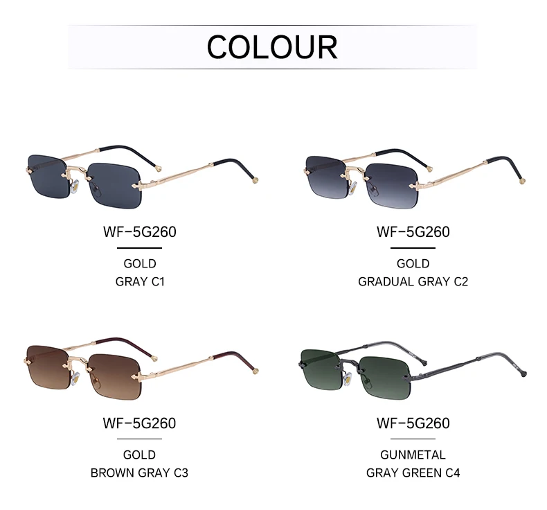 Kleine Rahmen Rechteck Randlose Punk Sonnenbrille Männer 2025, Luxus Marke Vintage Metall Sonnenbrille Für Männliche Klassische Shades UV400 – Detail 14
