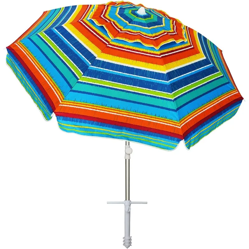 

Beach Umbrellas for Sand Heavy Duty Wind Portable, 6.5ft Outdoor Umbrella with Sand Anchor and UV Protection, Parasols In
