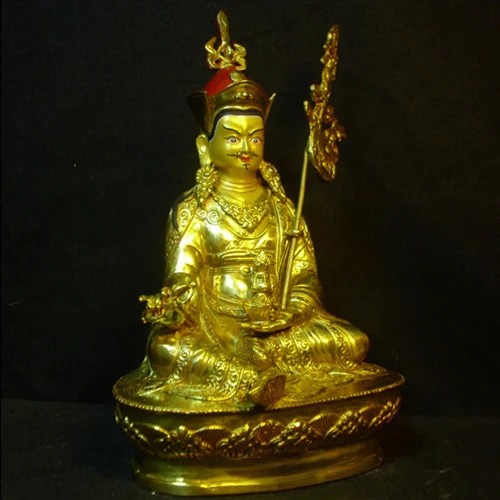 Collection # HOME House -efficacious Talisman Protection # Tibetan Buddhism Padma Sambhava gilding brass gold Buddha statue