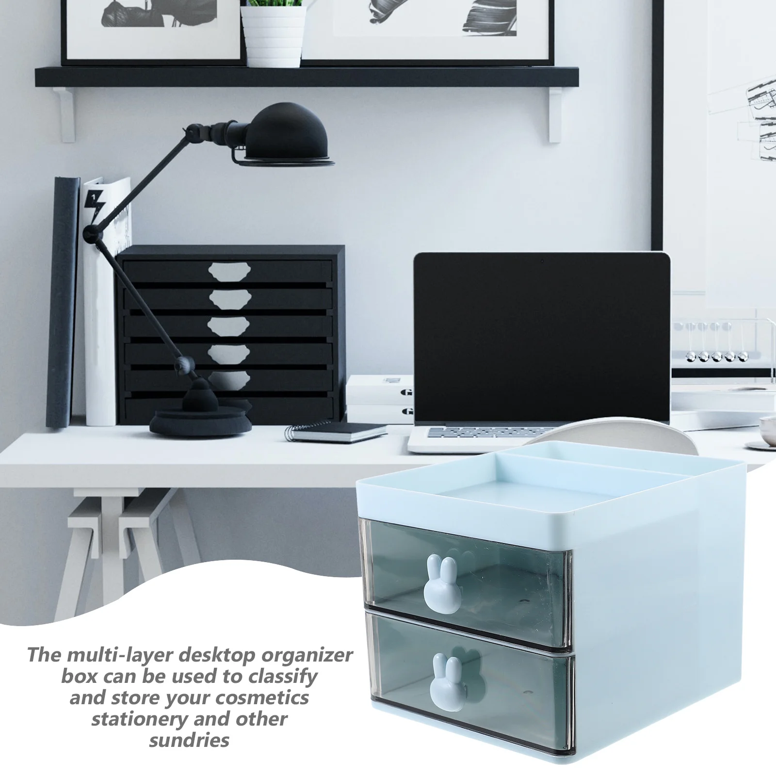 

Plastic Desk Organizer Storage Box White Drawer Type Pen Container Stationery Office Supplies Desktop Makeup Accessories Multi