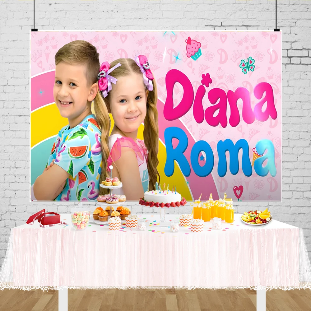 Diana and Roma Decorations Birthday Party Backdrop for Kids Baby Shower Banner Photo Background Photography Prop Studio Supplies