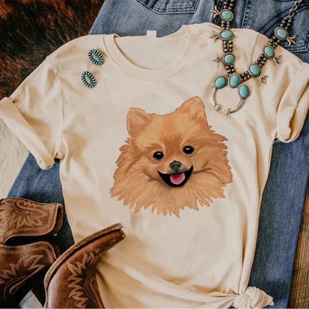 Pomeranian Tshirt Women Streetwear Tshirt Girl Graphic Comic Anime Clothing Aesthetic Clothes