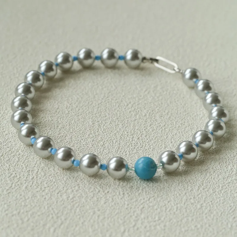 

Европа Америка мода романтический белый кристалл синий камень жемчужное колье ожерелье женские изящные ювелирные изделия тренд