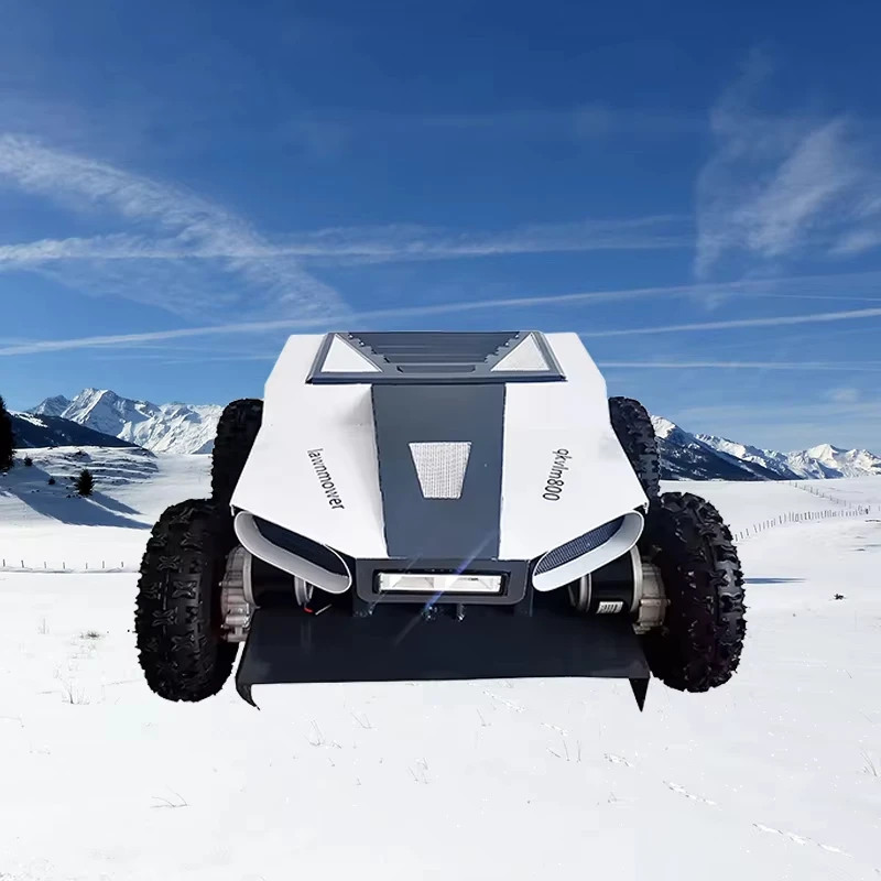 جزازة العشب بالتحكم عن بعد روبوت كهربائي 4WD جزازة العشب الذكية مع مجرفة الثلج مناسبة للبساتين والمروج والساحات