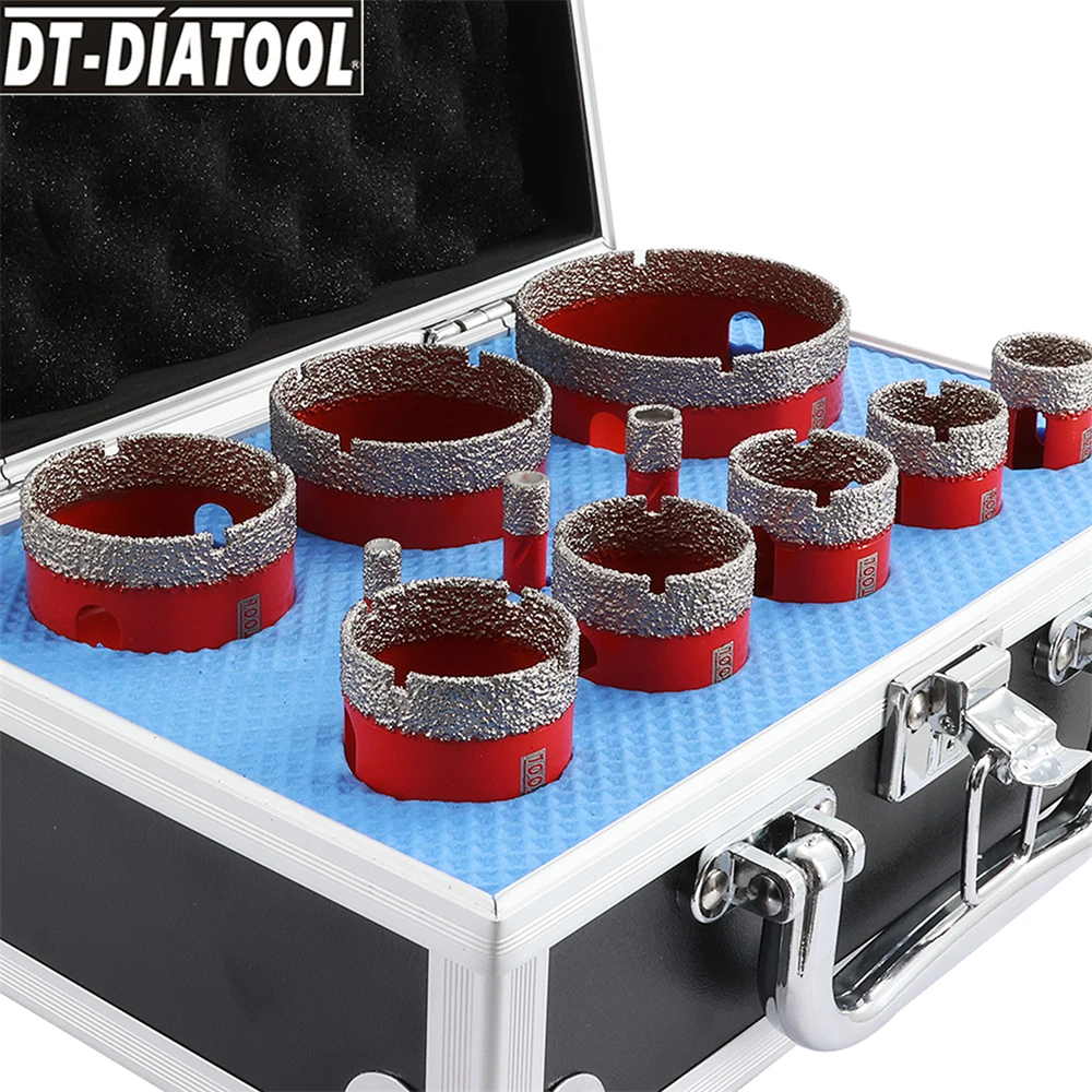 DT-DIATOOL 11pcs set Diamond Drilling Bits Kit Triangle Shank Hole Saw for Marble Granite Porcelain Tile Core Bit Tool Kit