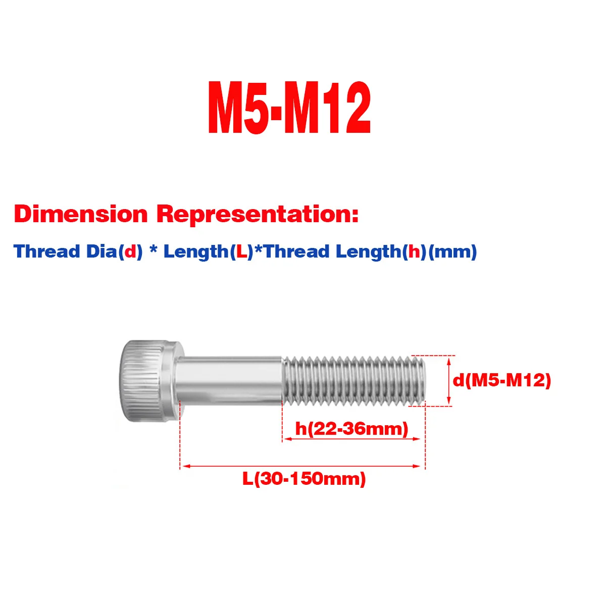 

316 SS Stainless Steel Half Tooth Knurled Hexagon Socket Screw Cup Head Hexagon Socket Bolt M5 M6 M8 M10M12