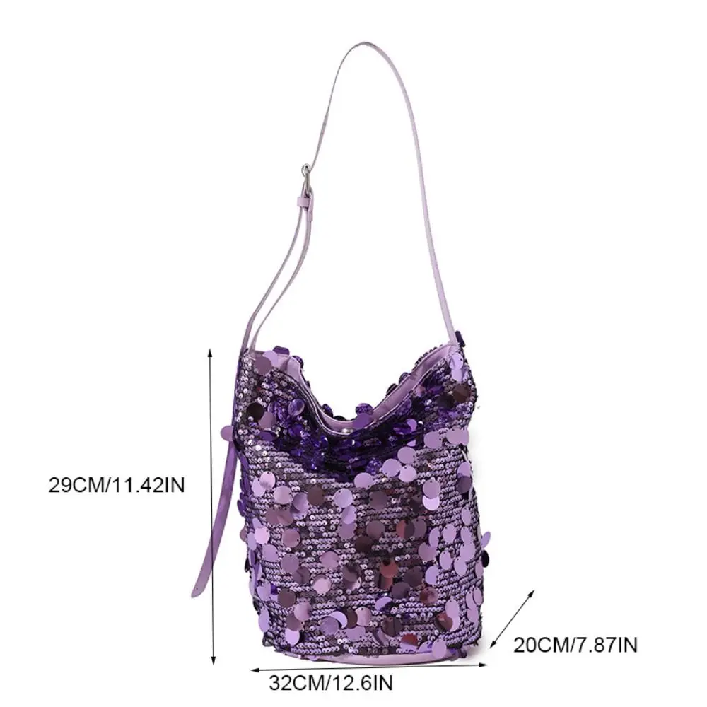 حقيبة كروس كاجوال لامعة بالترتر لامعة بكتف واحد للسهرة حقيبة صغيرة ذات سعة كبيرة على الطراز الكوري حقيبة دلو للعشاء #5