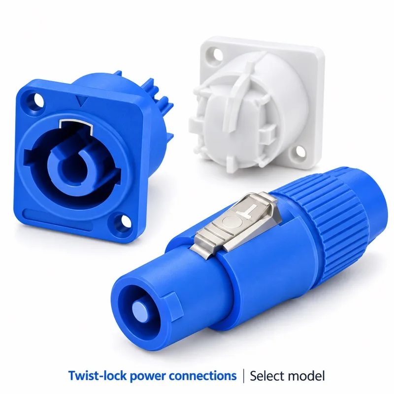 3 Contact Twist Lock Power Connectors Blue White Cable Plug Panel Socket Type Options for Stage Lighting Equipment Wiring 1PC