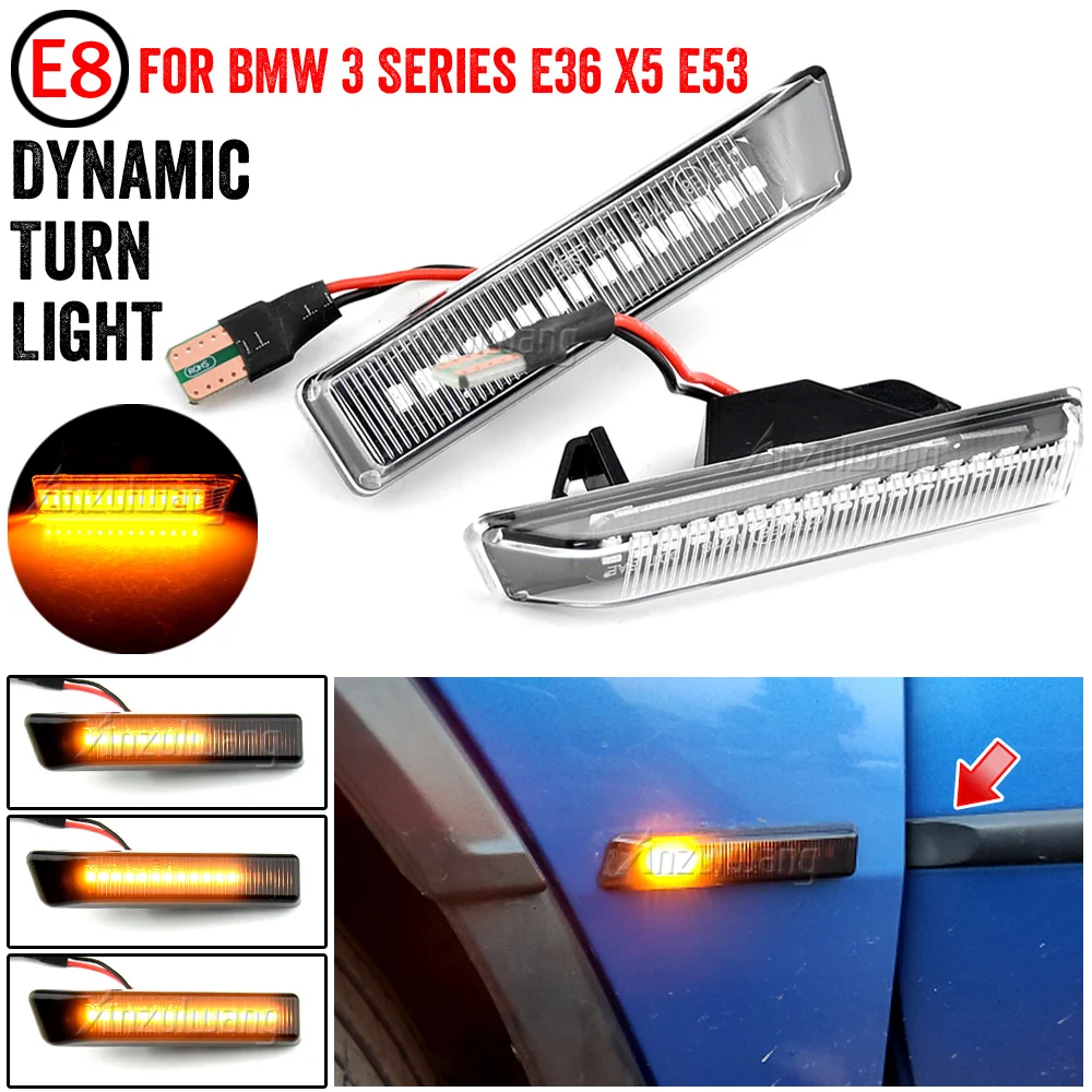 

For BMW X5 E53 1999-2006 LED Dynamic Turn Signal Light For BMW 3 Series E36 M3 Side Marker Lamp Flowing Indicator 1996-1999