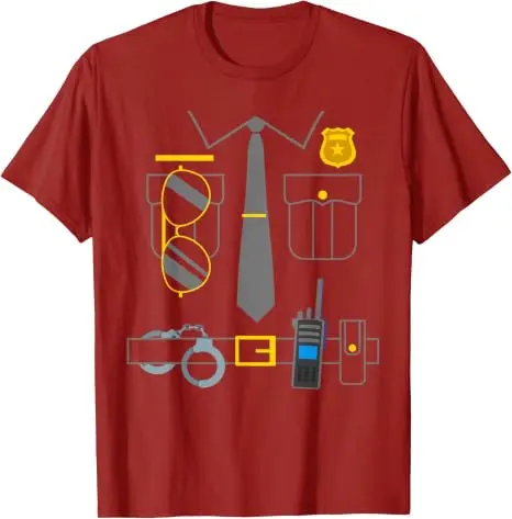 Polizisten-Kostüm Lustiges Polizisten-T-Shirt Y2k Persönlichkeit Einzigartige Geschenke Neuartige Fantastische Polizeikleidung mit Grafik – Detail 10