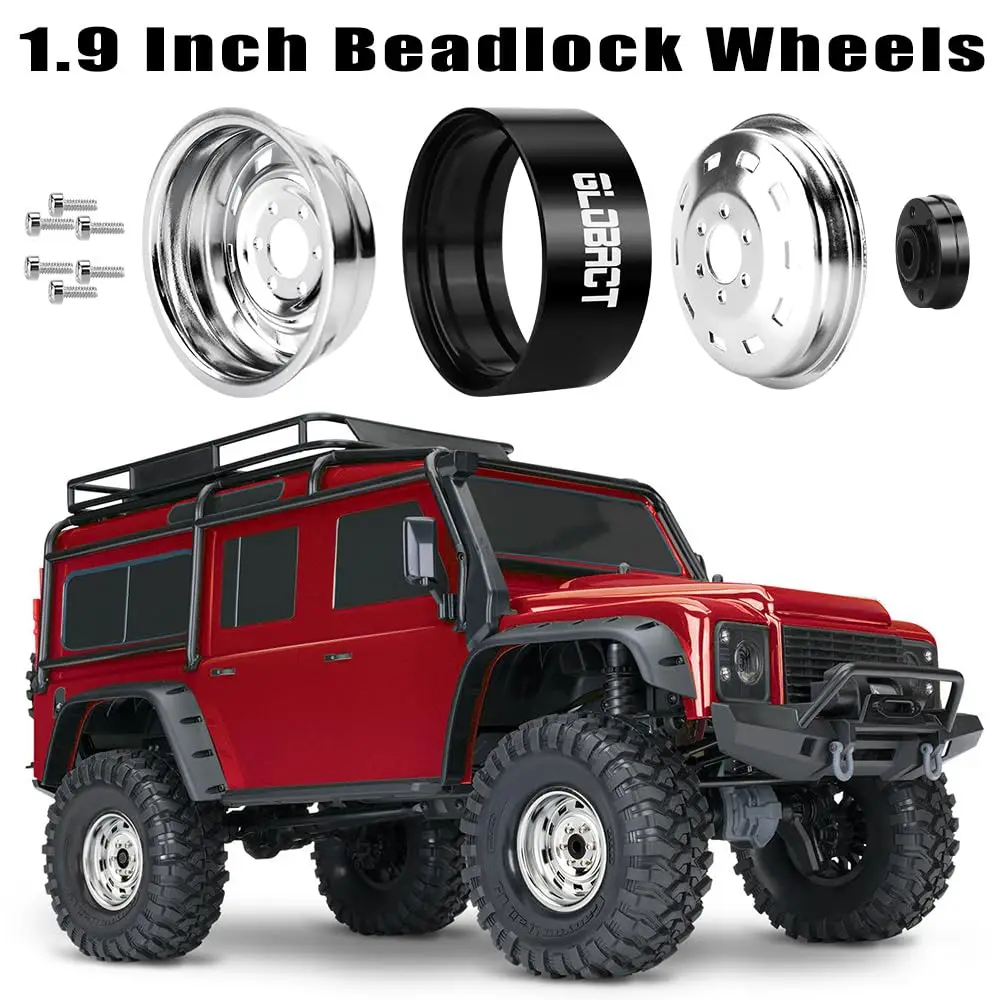 GLOBACT RC Crawler 1.9inch Beadlock Wheels Aluminum Wheel Hub for 1/10 TRX4 TRX6 Axial SCX10 II III Redcat Gen 8 7 RC4WD D90