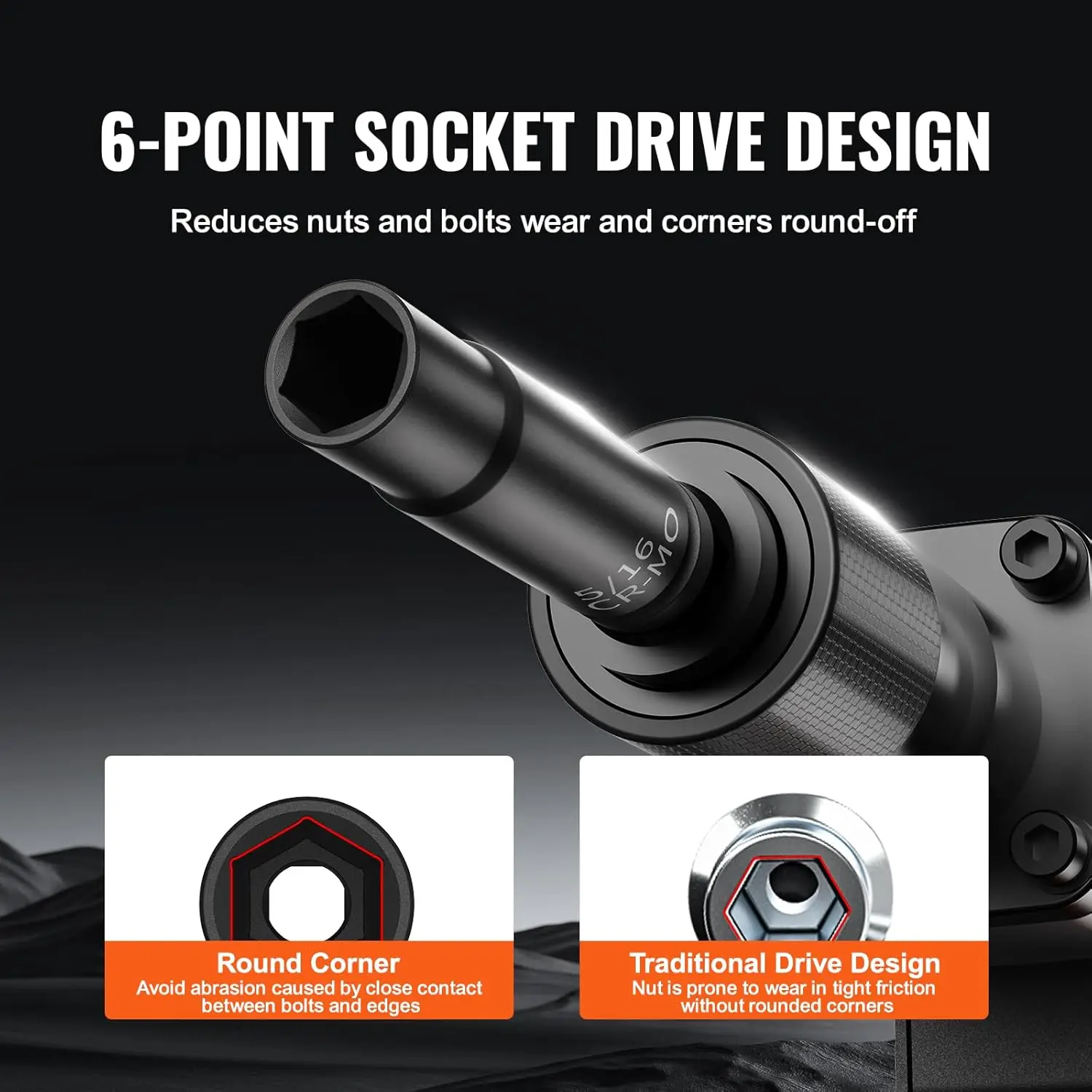 مجموعة مقابس الصدمات 1/4 بوصة، 55 قطعة، عميق وضحل، SAE ومتري، 6 نقاط، CR-V، تتضمن تمديد، وصلة عالمية، مخفض #5