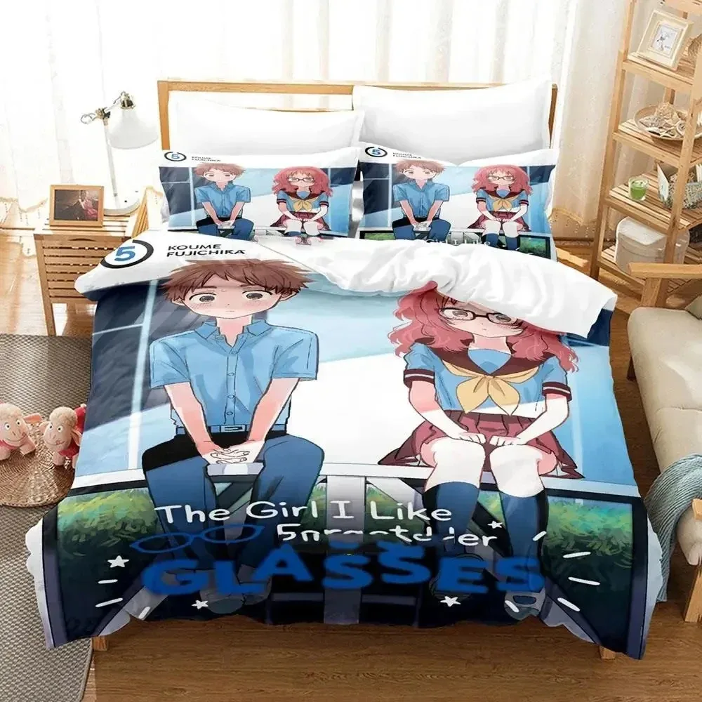 Anime Girl I Like Forgot Her Glasses 3D NEW Duvet Cover Pillowcase Bedding Set Adult Boy Girl Bedroom Decoration Single Double