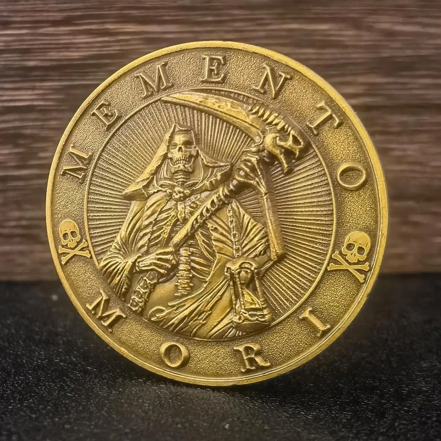 Kolekcjonerska moneta pamiątkowa ze stopu cynku 1,57 cala Memonto Mori Carpe Diem Moneta Stoic z przypomnieniem Żeton Skull Challenge Coin