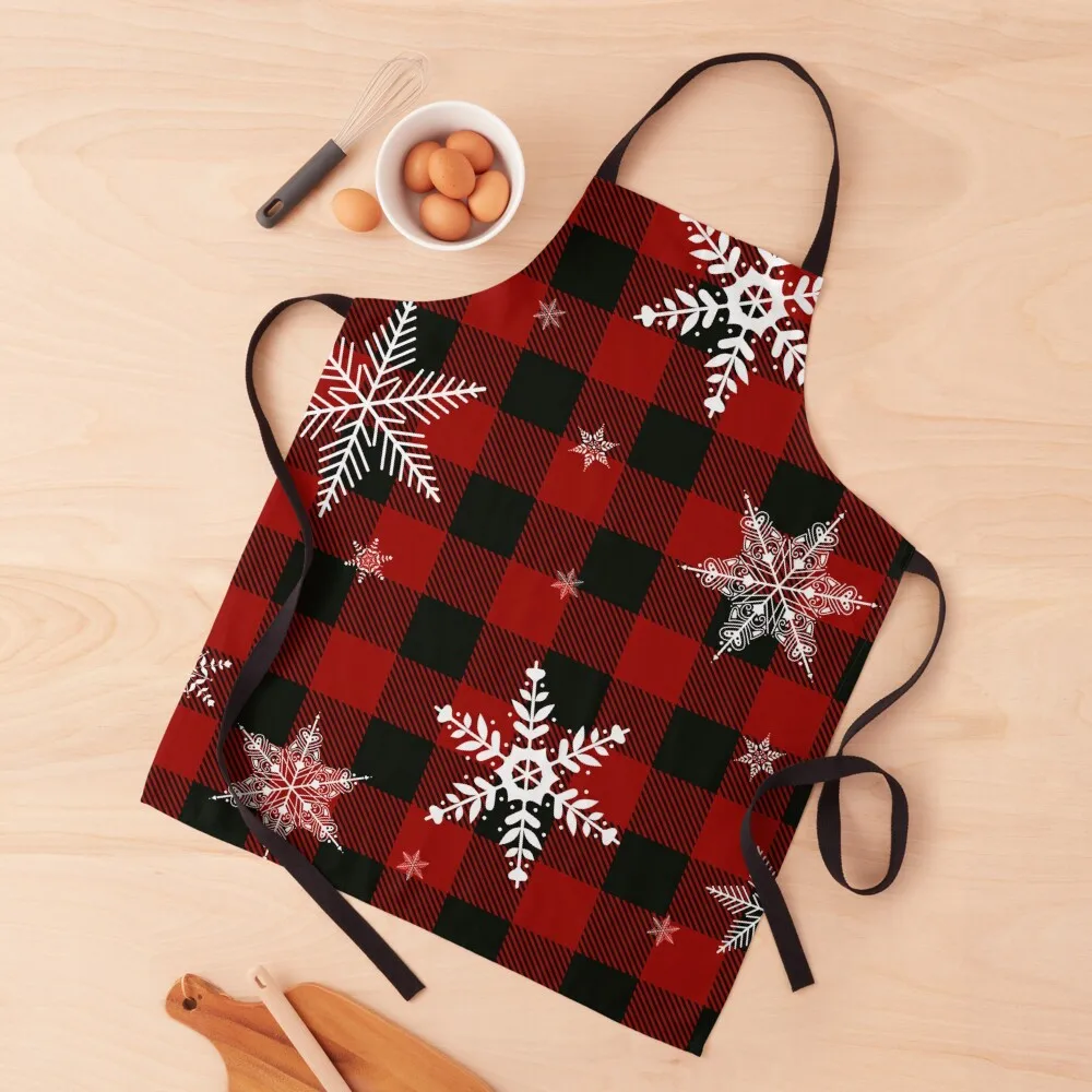 Let it Snow Red Plaid Apron Chef jacket men Teacher japanese style Apron