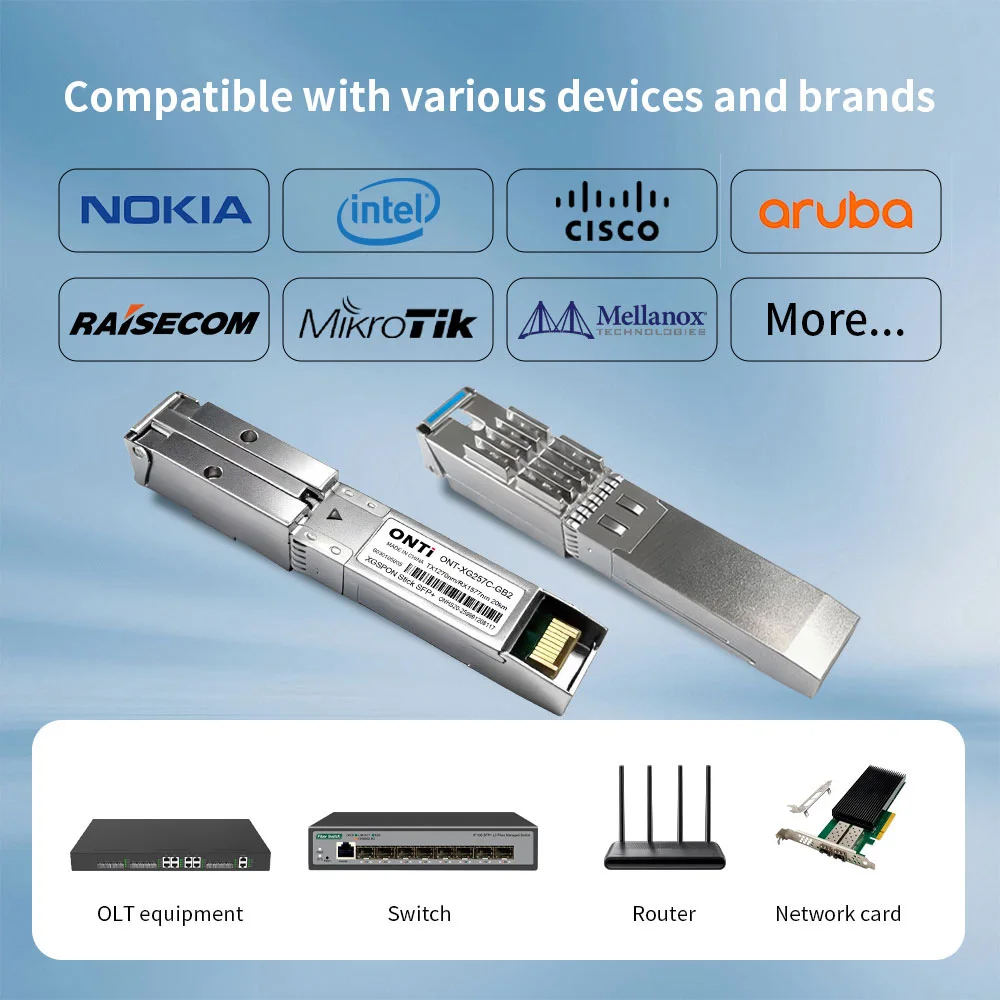 ONTi XGSPON ONU Stick SFP+, Pre-install 8311 Firmware Support IP SN MAC Management, 10Gb/s SC/UPC 1270/1577nm SMF SFP ONT