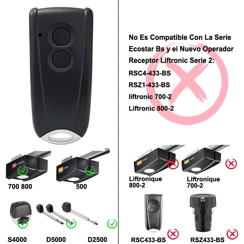 جهاز تحكم عن بعد لباب المرآب متوافق مع فتاحات بوابة المرآب ذات رمز المتداول Ecostar RSC2 RSE2 RSZ1 433.92 ميجا هرتز