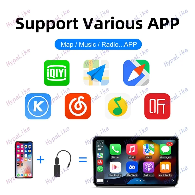 Przewodowy do bezprzewodowego Carplay Android Auto Car AI Box do Apple Carplay Adapter bezprzewodowy USB typu C Dongle Plug and Play Play Playaibox