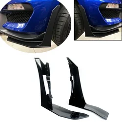 Black Shiny For 15-22 Ford Mustang GT500 Front Bumper Corner Winglet Splitters