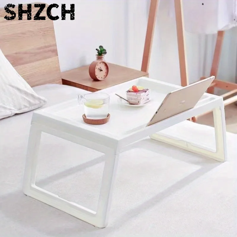 Multi-function Foldable Laptop White Desk with Stabilizing Legs, Portable Study Table for Bed Office, Household Desks Furniture