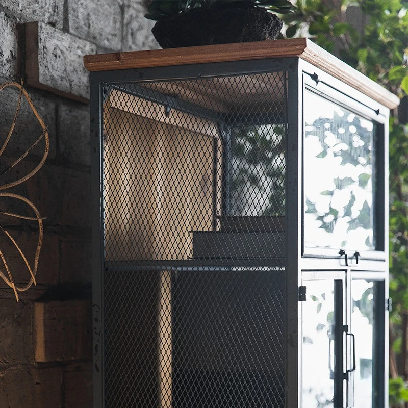 American retro old wrought iron industrial style,hotel decoration storage cabinet