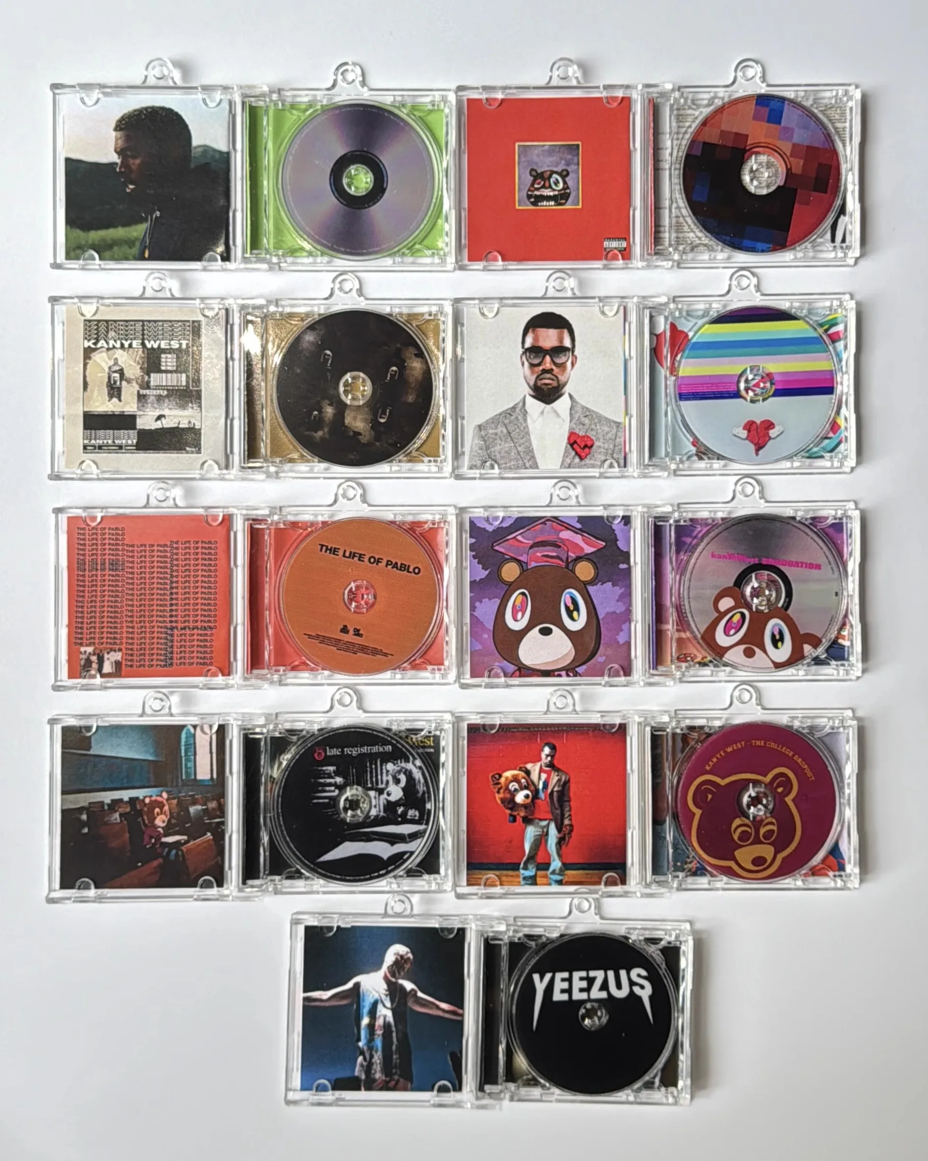 Yeezus Album MINI Music CD NFC Keychain Kanye West DIY Play Songs Keyring Cosplay Necklace Acrylic Pendant Backpack Accessories