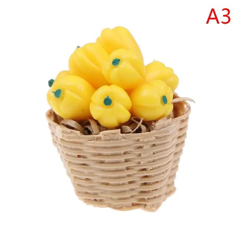 1:12 Mini Simulation Artificial Fruits and Vegetables Doll House Vegetable Bamboo Basket Miniature Accessories for Children - Image 4