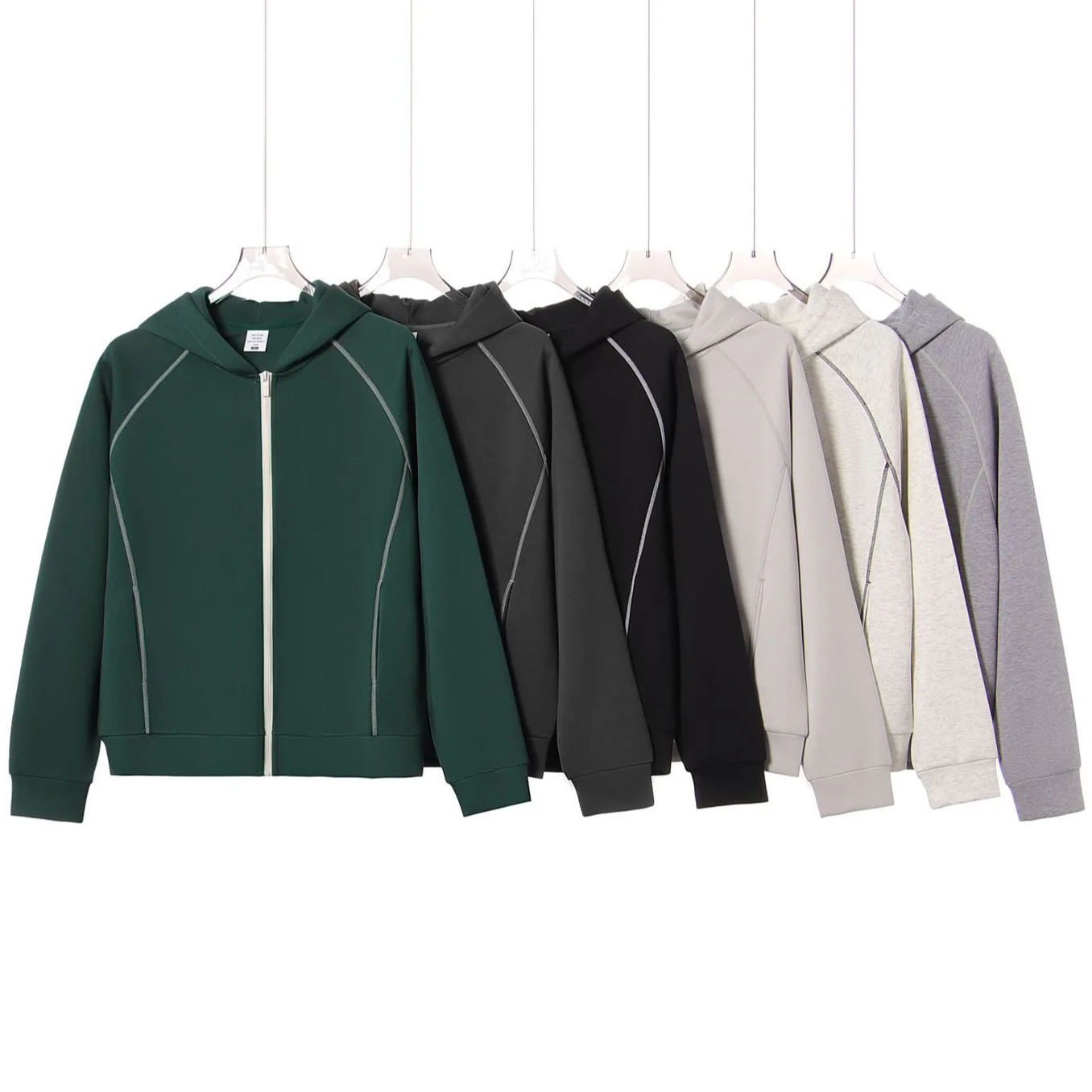 Cleanfit Street Unisex Oversized Zip Up Hoodie Jacket Contrast Stitching Loose Casual Solid Color Fall Winter Sweatshirt  coat