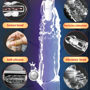 Reusable Penis Extension Sleeve For Men Ejaculation Delay Cock Cap Penis Extender Vibrator Sex Toys Adult Products 6 Main Sales Penis Ejaculation Cover - №2