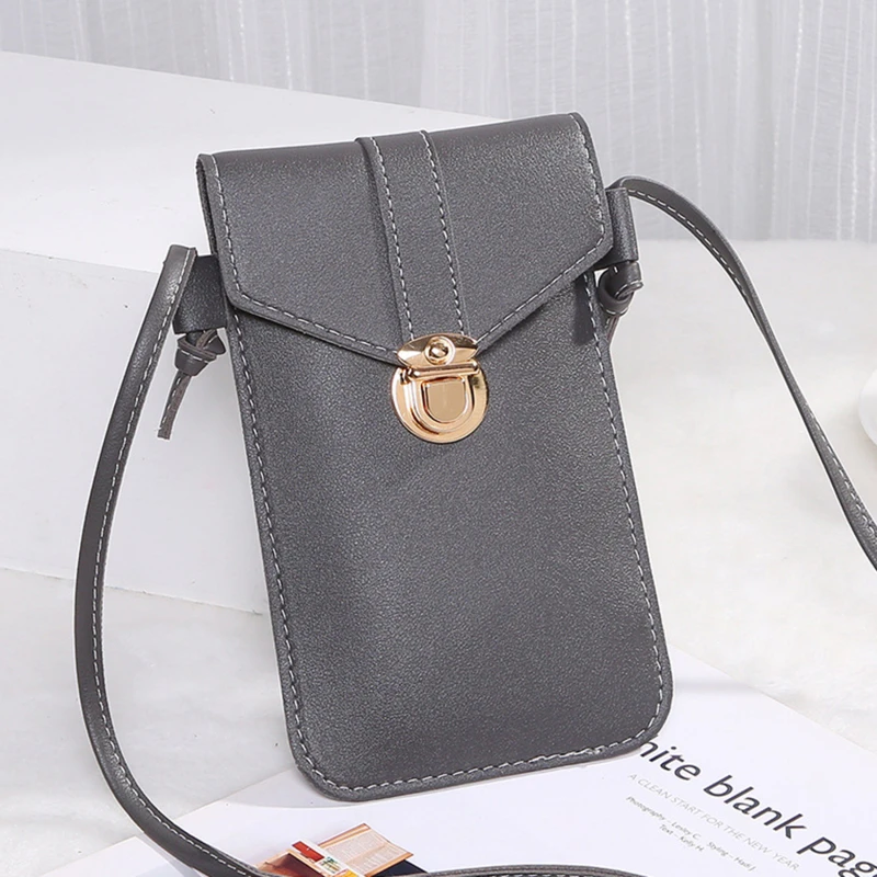 Fashion Women Bags PU Leather Touch Screen Cell Phone Wallets Hasp Crossbody Shoulder Strap Handbag For Female Simple Women Bags