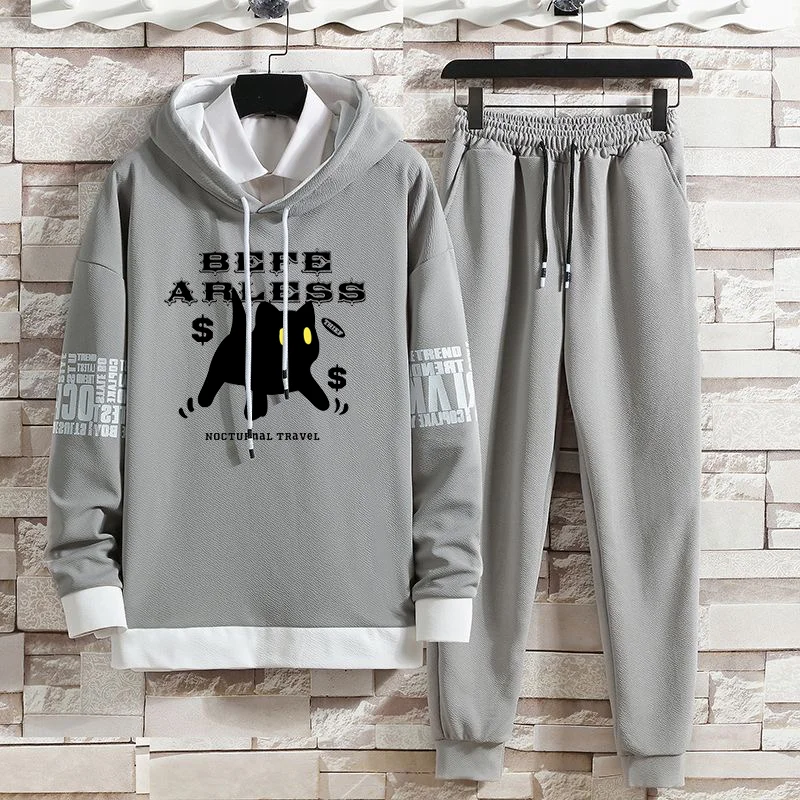 Summer Autumn Suits Hoodies Set Pants Pullover Hat Casual Clothing for Men Hood Print Sweaterhoodie Men New Top