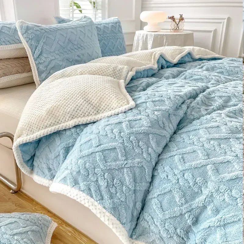 

Утолщенный флисовый пододеяльник с молочным оттенком, зимний теплый пододеяльник в скандинавском стиле, одеяло без выпадения, постельное белье двойного назначения, покрывала для кровати 220x240