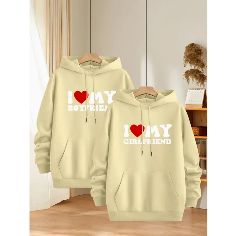 أطقم زوجين بأكمام طويلة للرجال أنا أحب صديقي هوديس Sweatpants يناسب النساء هوديي بلوزات و ركض عاشق مجموعات #3