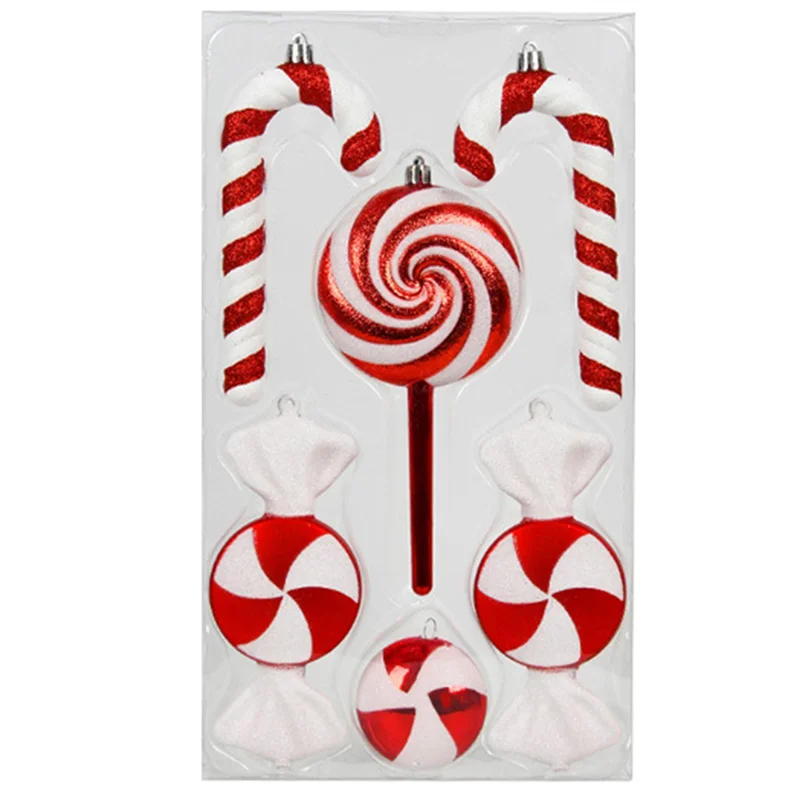 AA80-عيد الميلاد معلقة كرة الحلوى قصب الحلوى قلادة أحمر أبيض كاندي مصاصة شجرة عيد الميلاد ديكور المنزل السنة الجديدة ، B سهلة الاستخدام