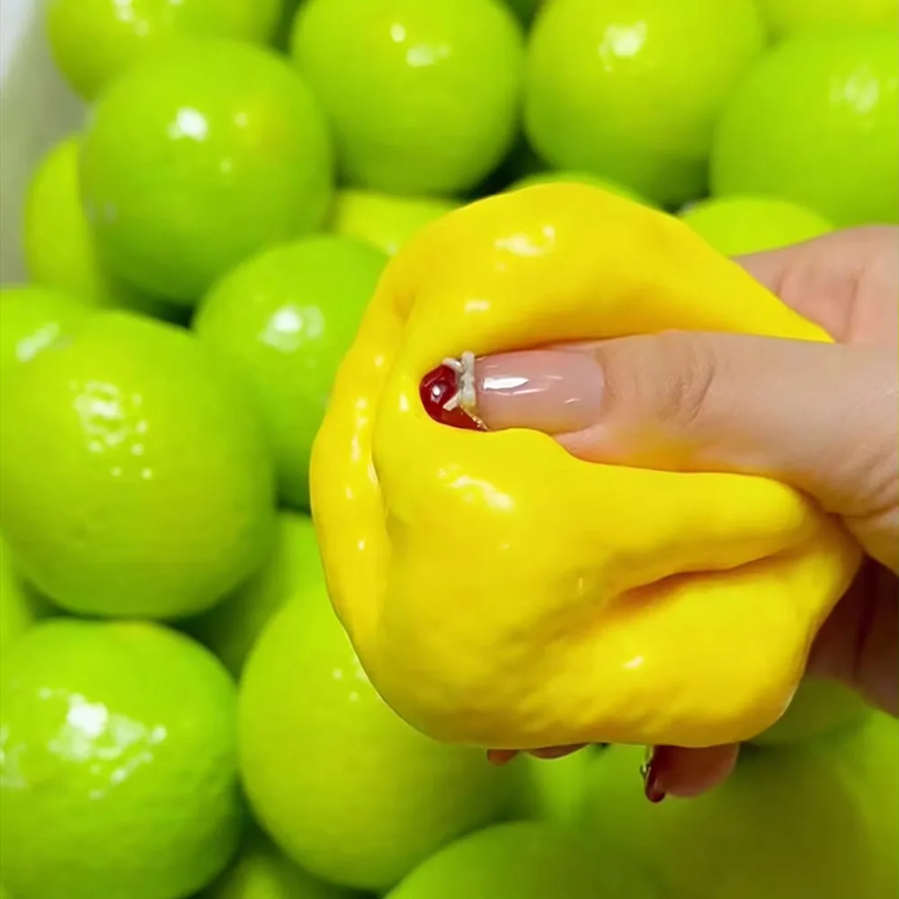 Handmade Crispy Lemon Stress Ball Squeeze Toy, Color-Changing Crunchy Mango Squishy Fidget Toy, ASMR Sensory Stress Relief Toy