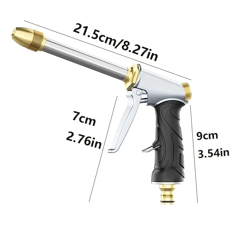 1pc High Pressure Water Gun For Car Washing 3/4 Garden HoseNozzle, Garden Watering Hose Sprayer, Household Cleaning Tool