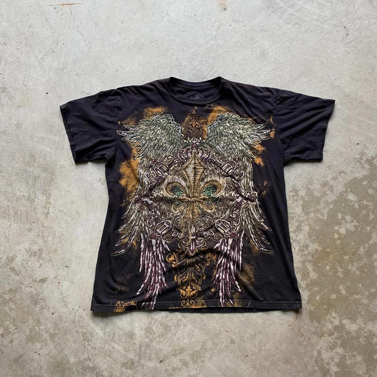 

Футболка в стиле ретро 2000-х годов, новый топ с принтом ангельских глаз, мужской топ в стиле Харадзюку, готическая мода, свободный короткий рукав