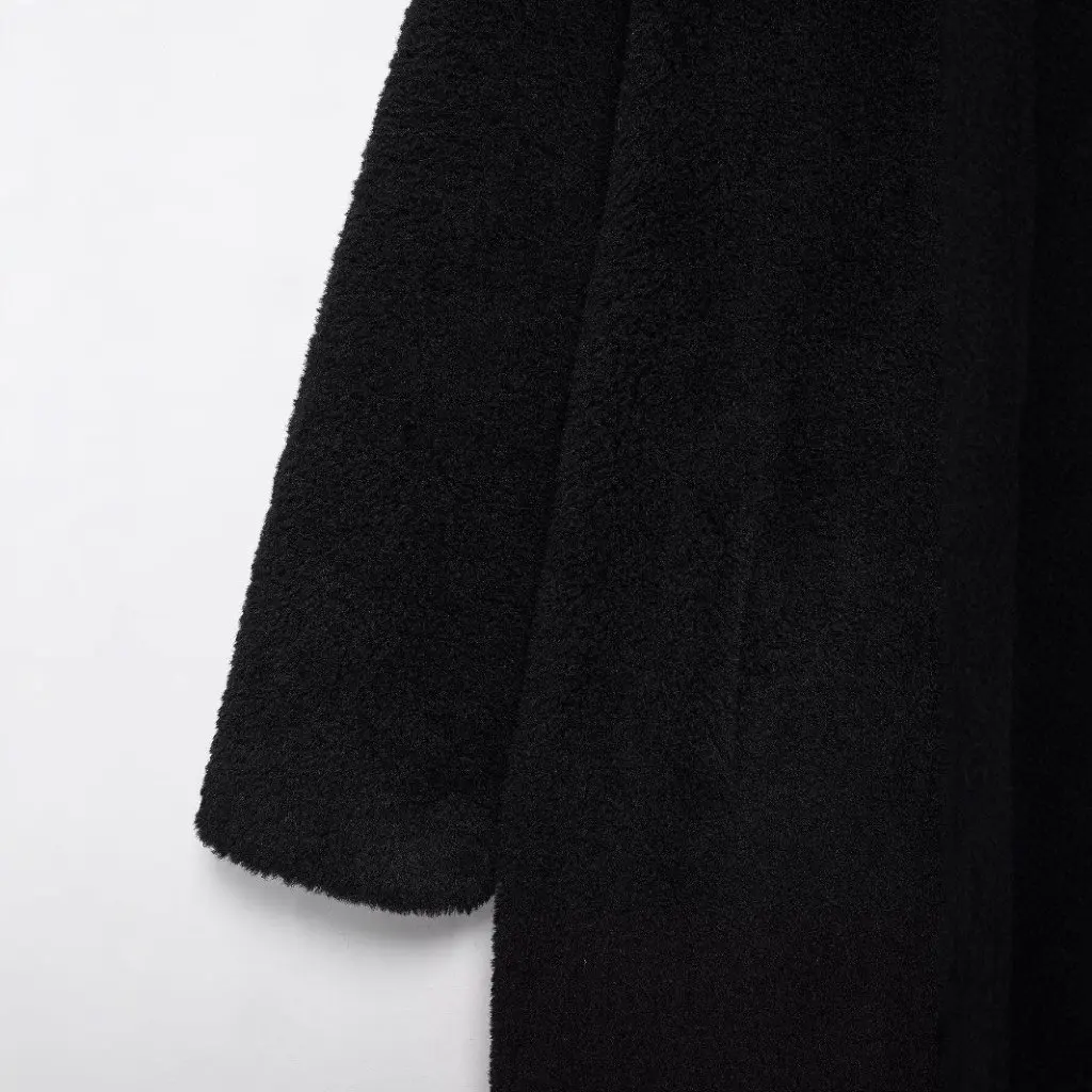 

Женское флисовое длинное пальто с воротником-стойкой, однобортное зимнее теплое универсальное пальто в европейском и американском стиле