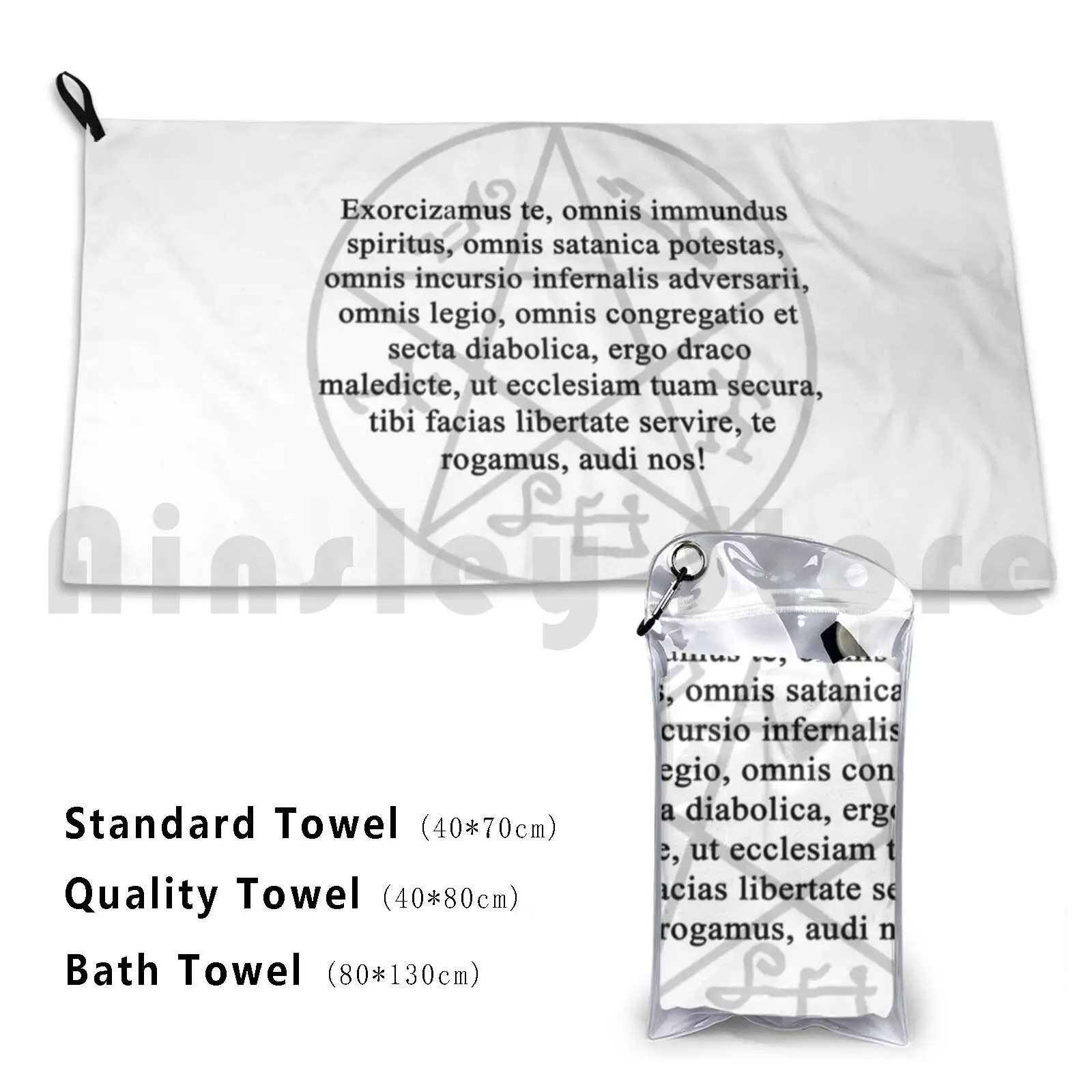 Exorcism Prayer Bath Towel Beach Cushion Spn Exorcism Supernatural Demon Demontrap