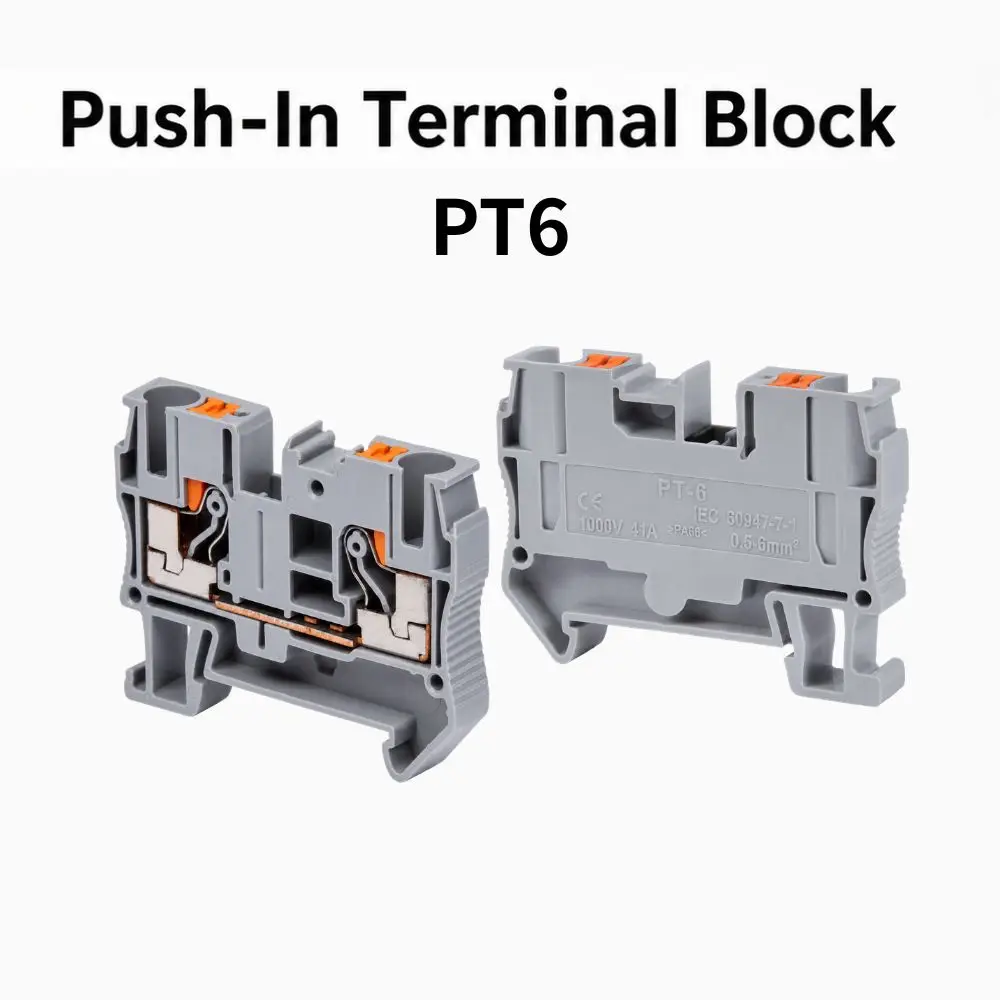 10PCS PT6 Push-In DIN Rail Terminal Block CONNECTOR  6 mm² Connector