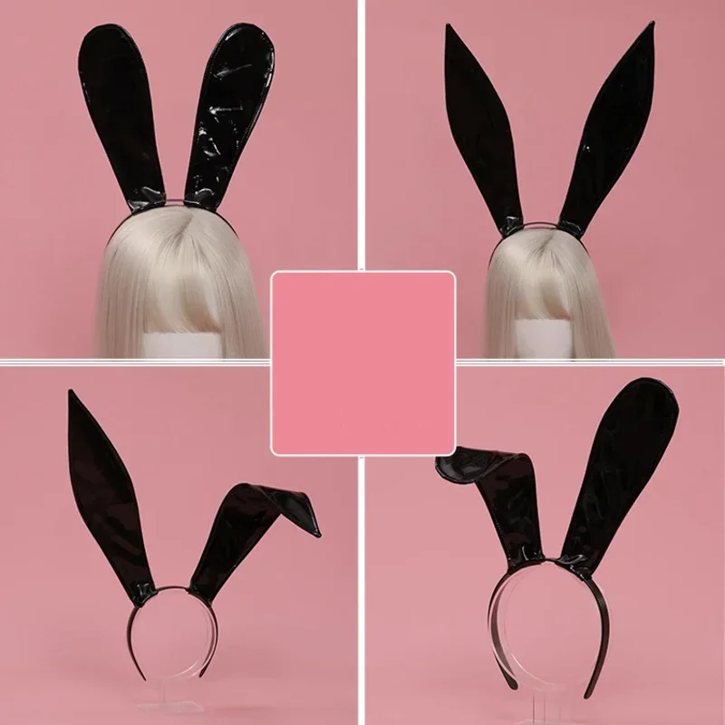 Rabbit Headbands Leather Cosplay Sexy Bunny Ears Band Funny Easter Halloween Theme Flexibilit Hair Accessories Loo MN3