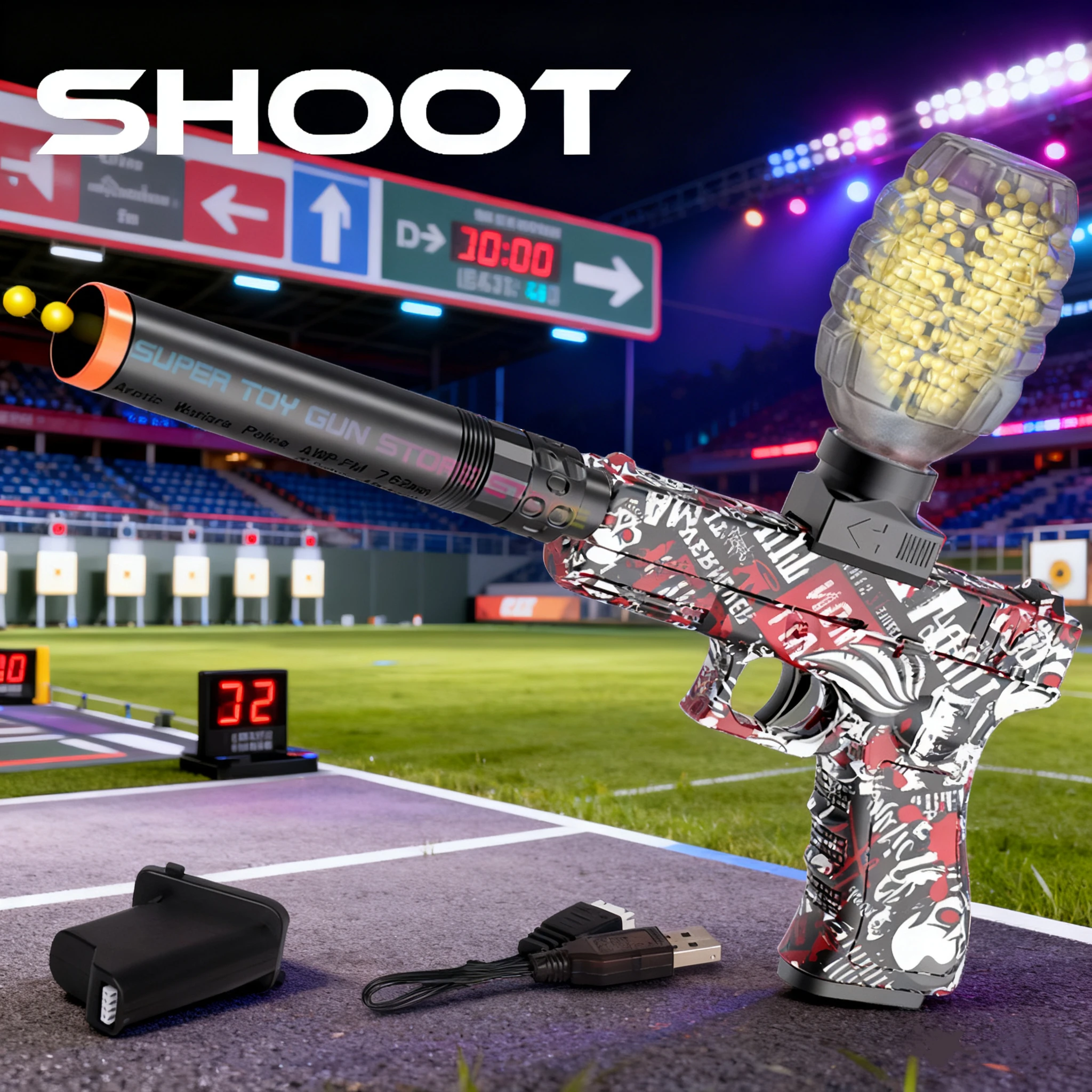 2026.G18.Pistola giocattolo elettrica Blaster con sfera in gel, ricaricabile ad alta velocità, divertimento estivo all'aria aperta, giochi per piscina/barbecue in famiglia